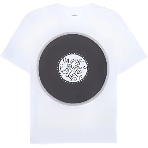 HERMES T Shirts Women's White Crew Neck Moderate Straight Fit