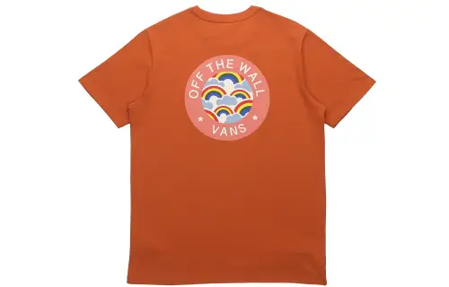 Vans T Shirts Women's Orange Crew Neck Moderate Straight Fit