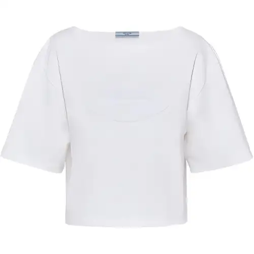 PRADA SS24 Drop Shoulder Sleeve T Shirt Women's White