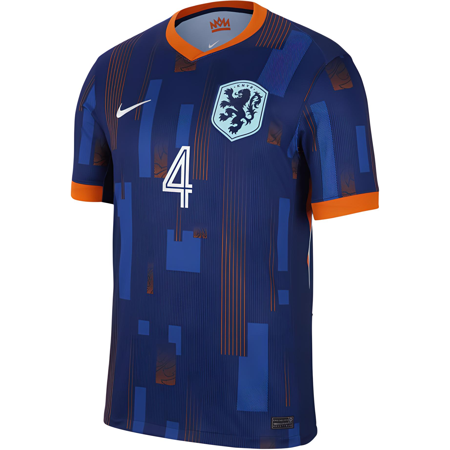 Nike Virgil Van Dijk Netherlands National Team 2024 Stadium Away Soccer Jersey Men's Blue