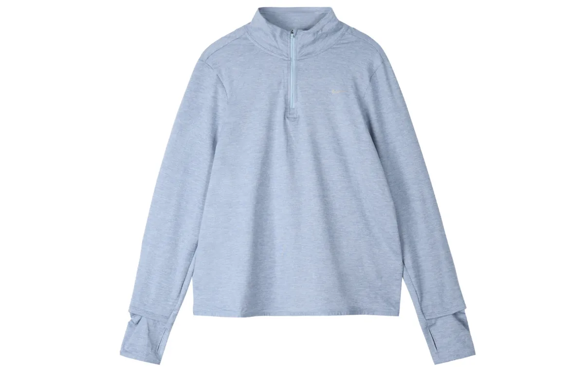 Nike T-Shirts Women's Sky Blue Stand Collar Moderate Straight Fit