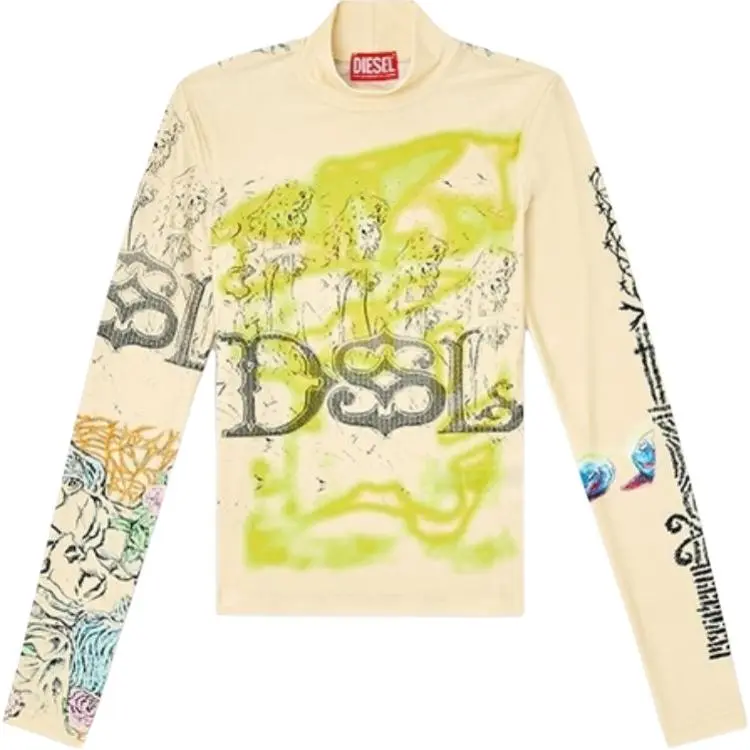 DIESEL T Imun Tattoo Printed Turtleneck Top
