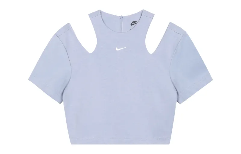 Nike Crop Tops Women's Indigo Mist Crew Neck Moderate