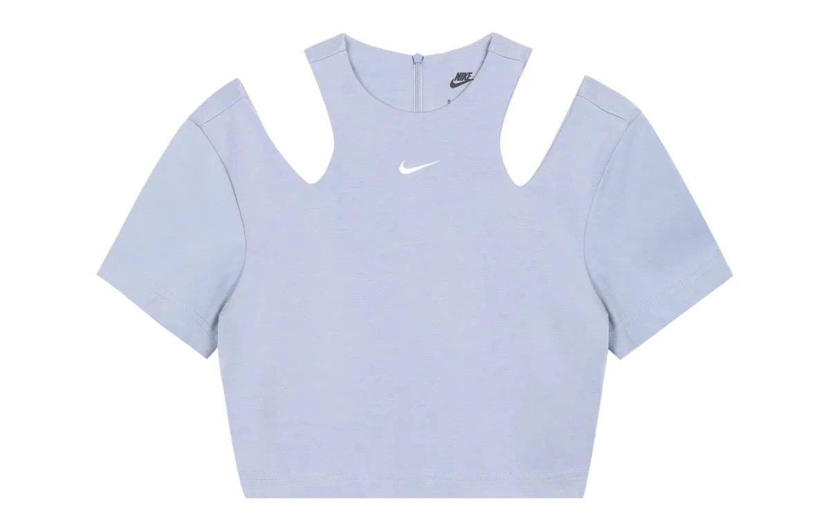 Nike Crop Tops Women's Indigo Mist Crew Neck Moderate