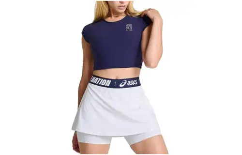 ASICS P.E. NATION X ASICS SANO T Shirts Women's Purple Crew Neck Moderate Other