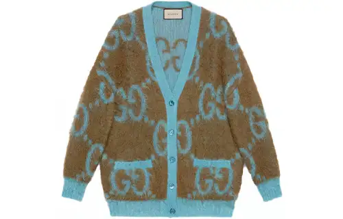 GUCCI Sweater Women's Blue Brown Multicolor