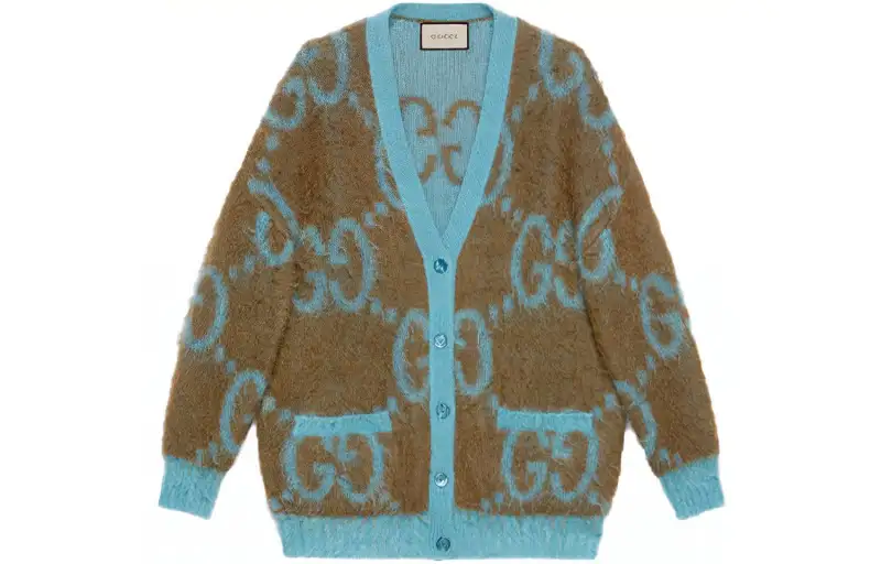 GUCCI Sweater Women's Blue Brown Multicolor