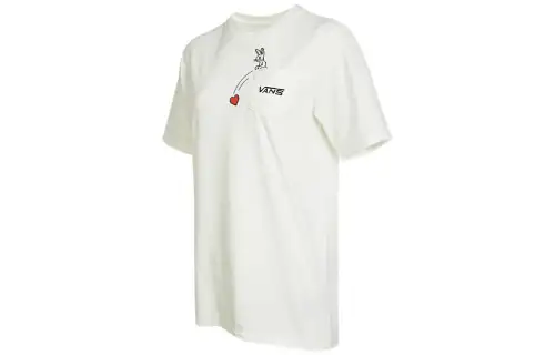 Vans T Shirts Women's White Crew Neck Thin Straight Fit