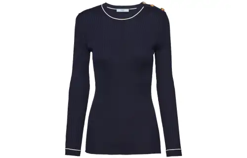 PRADA Sweaters Women's Marine Blue Crew Neck Moderate Other