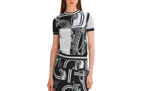 HERMES T Shirt Women's Black White