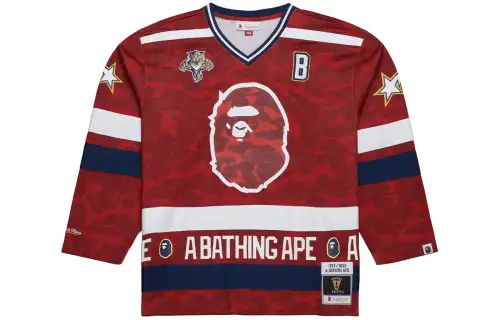 Bape X Mitchell & Ness Nhl Florida Panthers Mesh Hockey Jersey L/S Tee