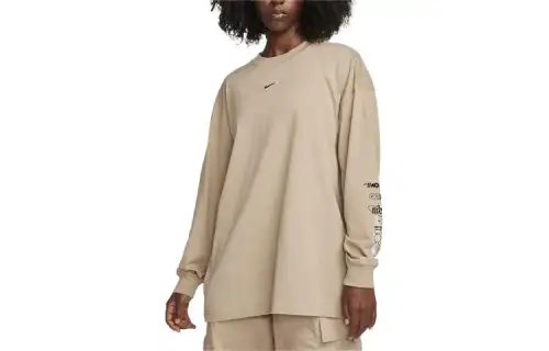 Nike Drop Shoulder Sleeve T Shirt Women's Khaki