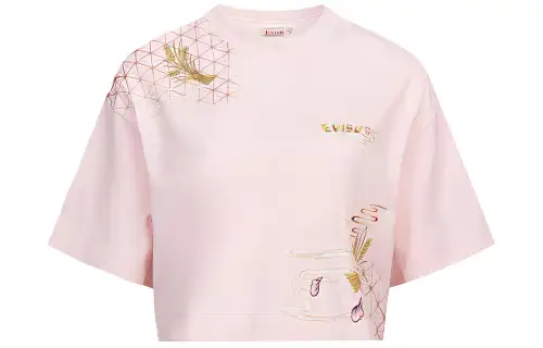 EVISU Crop Tops Women's Crew Neck Moderate
