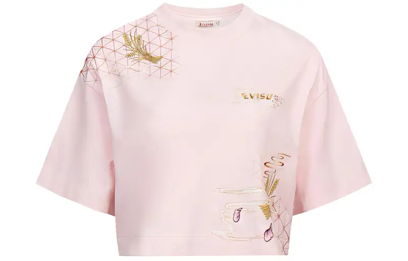 EVISU Crop Tops Women's Crew Neck Moderate