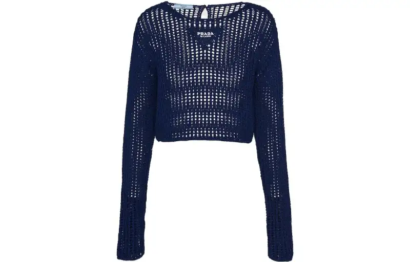 PRADA Sweaters Women's Blue Crew Neck Moderate Other