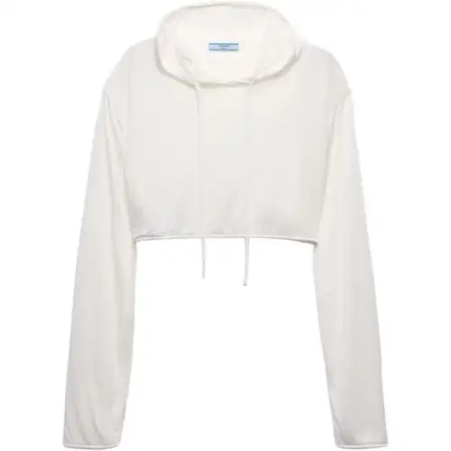PRADA Crop Tops Women's White Hooded Moderate
