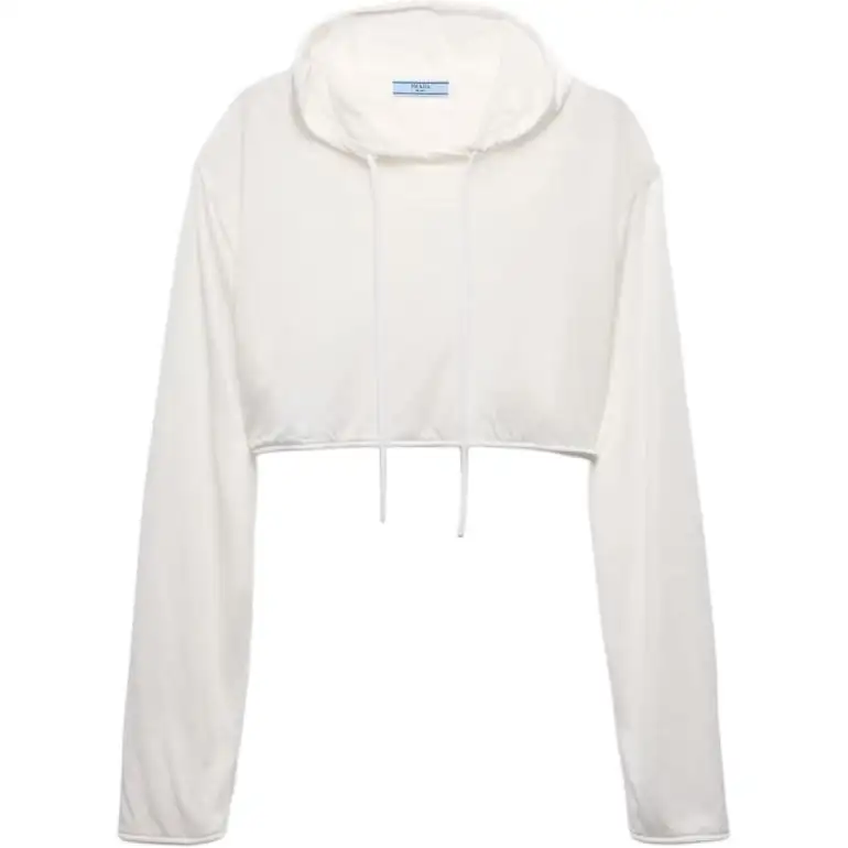 PRADA Crop Tops Women's White Hooded Moderate