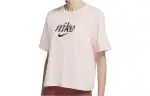 Nike T Shirts Women's Pink Crew Neck Moderate Straight Fit