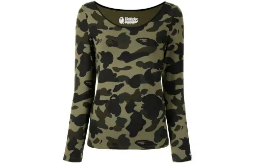 A BATHING APE T Shirts Women's Green Crew Neck Moderate Straight Fit