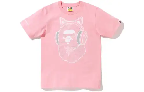 Bape X Razer NEon Camo Ape Head Tee White Pink