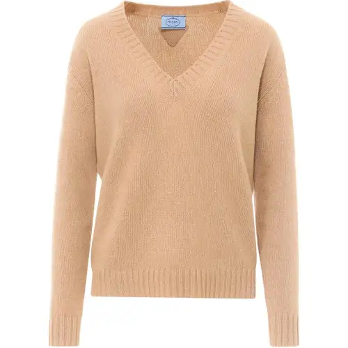 PRADA Sweaters Women's Khaki V Neck Moderate Other