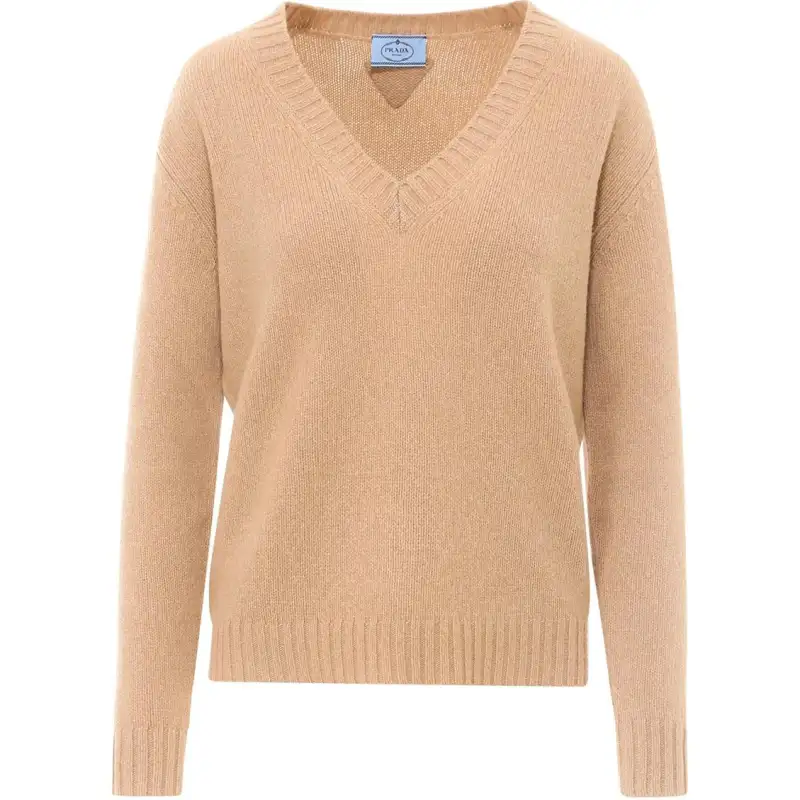 PRADA Sweaters Women's Khaki V Neck Moderate Other