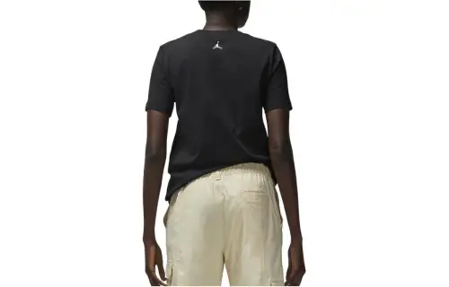 Jordan T Shirts Women's Black Crew Neck Moderate Straight Fit