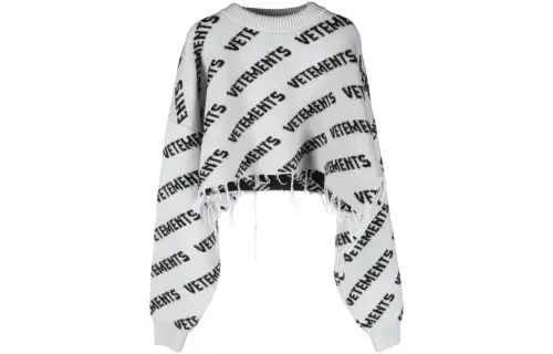 Vetements Frayed hem Intarsia knit Jumper