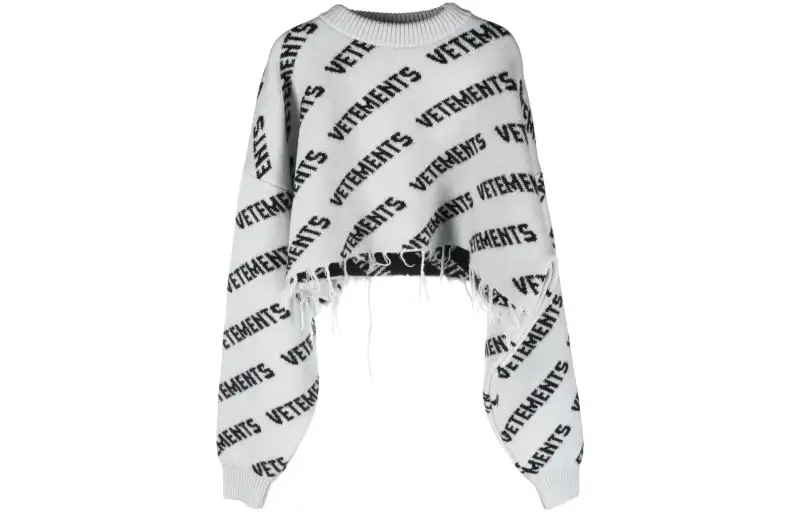 Vetements Frayed hem Intarsia knit Jumper