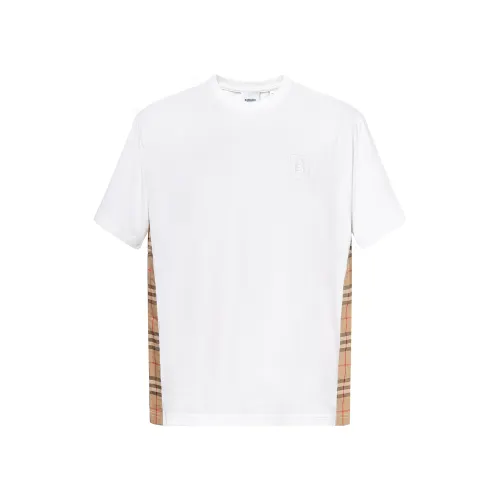 Burberry FW22 Check Panel Cotton T-shirt White