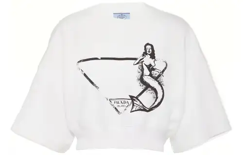 PRADA T Shirts Women's White Crew Neck Moderate Straight Fit
