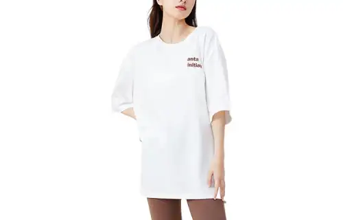 Anta Drop Shoulder Sleeve T Shirt Women's Ivory White