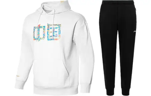 Li Ning Sweatshirt Set Unisex Standard White+Black