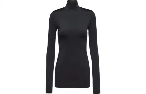 PRADA T Shirts Women's Black Turtleneck Moderate Straight Fit
