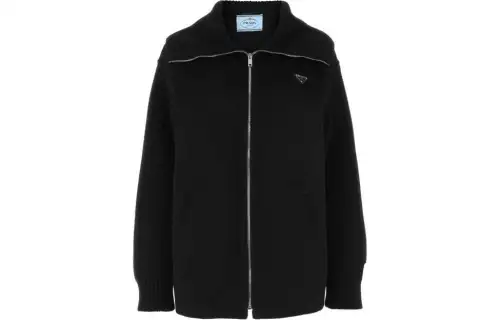 PRADA Sweaters Women's Black Lapel Moderate Other