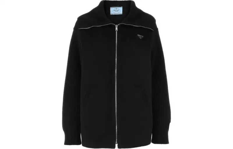 PRADA Sweaters Women's Black Lapel Moderate Other