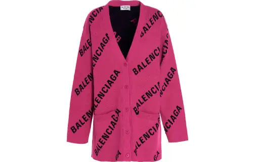 Balenciaga Allover Logo Cardigan 'Pink/Black'