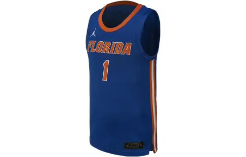 Jordan Florida alphanumeric print colorblock basketball vest Florida No. 1 Men's Blue