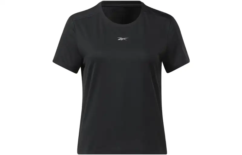 Reebok T Shirts Women's Black Crew Neck Moderate Straight Fit