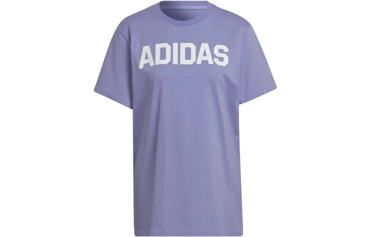 Adidas Originals T-Shirts Women's Purple Crew Neck Moderate Straight Fit