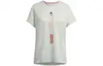 Adidas T Shirts Women's Linen Green Crew Neck Moderate Straight Fit