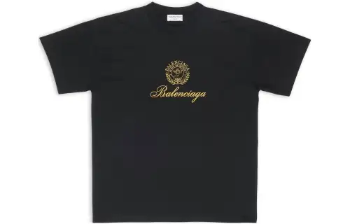 Balenciaga Chinese Valentine's Day T Shirts Women's Black Crew Neck Moderate Straight Fit
