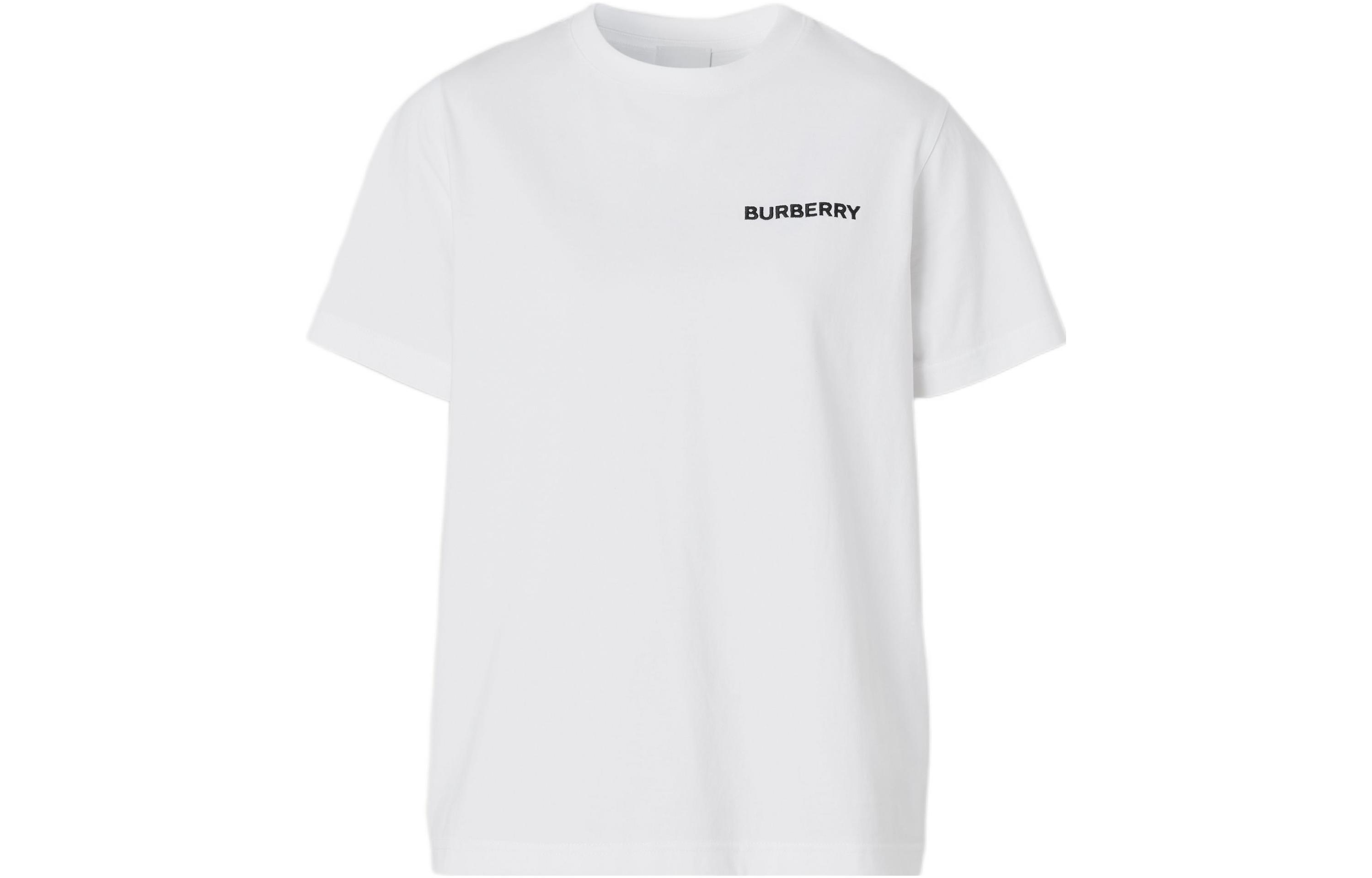 Burberry Women's Embroidered Logo Cotton T Shirt White