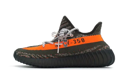 Adidas Originals Yeezy Boost 350 V2 Abrasion Resistant Abrasion Resistant Low top Casual Shoes Unisex Gray Orange