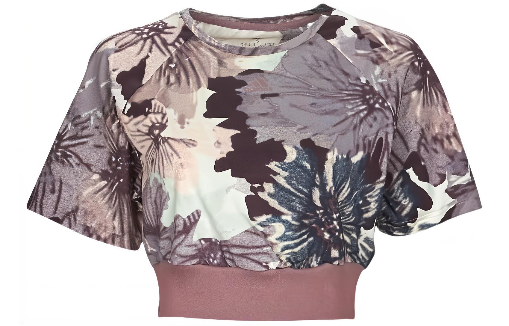 Adidas ALLOVER PRINT T Shirts Women's Purple Crew Neck Moderate Other