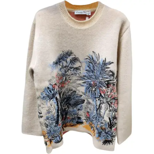 DIOR Sweaters Women's Ecru Crew Neck Moderate Other
