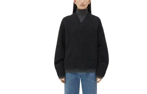 Bottega Veneta Double Layer Effect Wool Sweater Women's Black