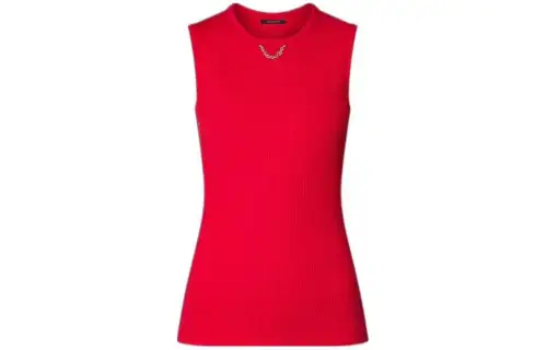 LOUIS VUITTON SS24 Ribbed Knit Tank Top Sweater Women's Red