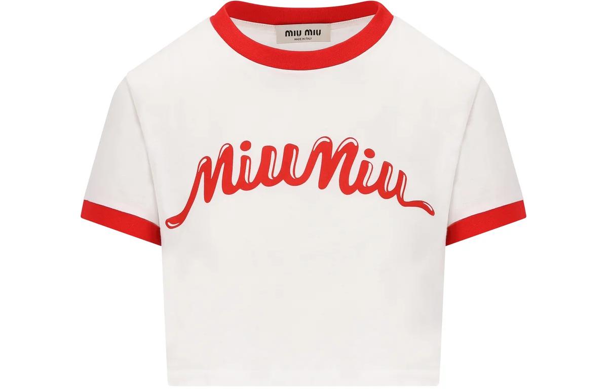Женская футболка MIU MIU Logo SS24T (белая)