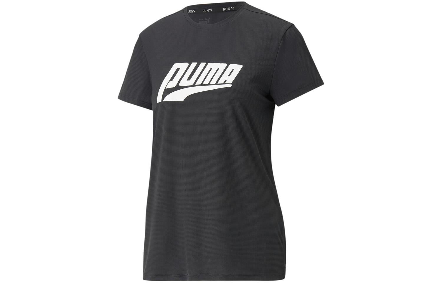 PUMA ESSENTIALS+FLORAL VIBES T Shirts Women's Black Crew Neck Moderate Straight Fit